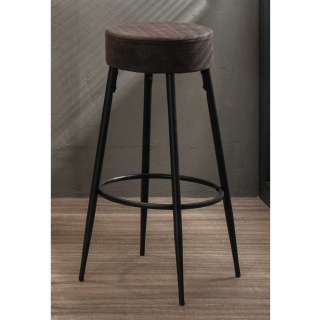 Design Barhocker in Dunkelgrau und Schwarz rund (2er Set)