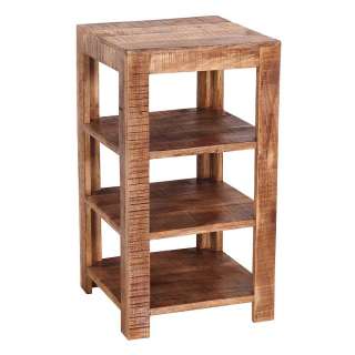 Regal Massiv in Mangoholz Naturfarben 80 cm hoch