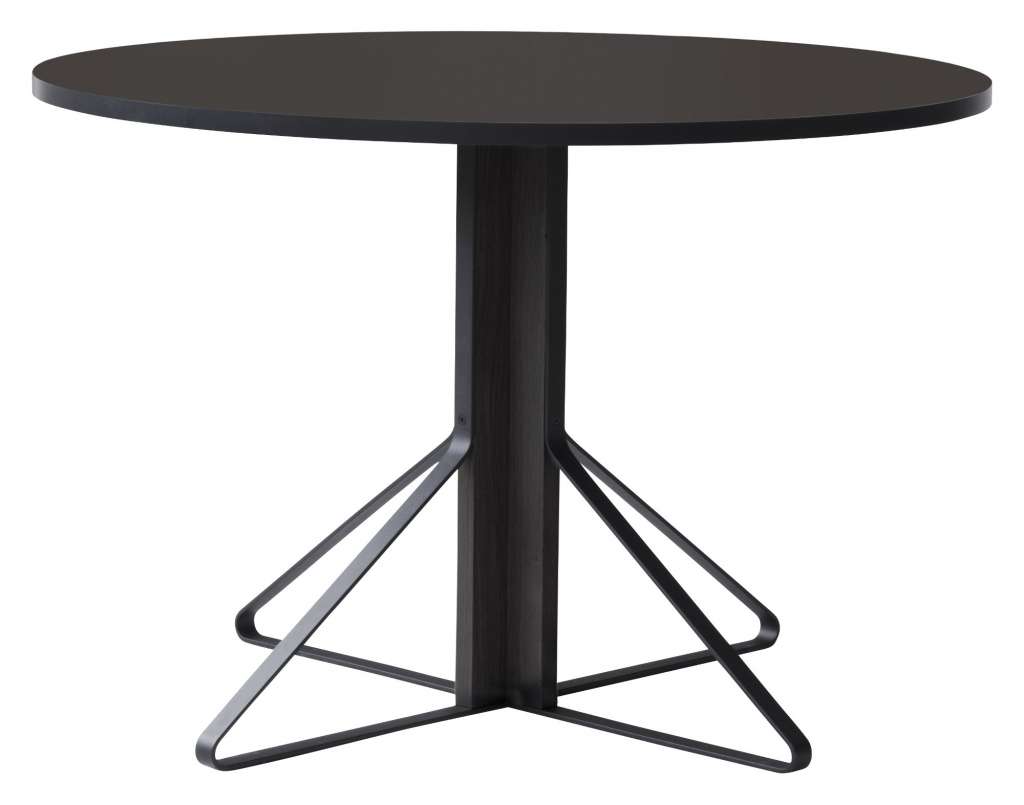 Artek - Kaari runder Tisch groß - Linoleum schwarz - Gestell Eiche schwarz - indoor