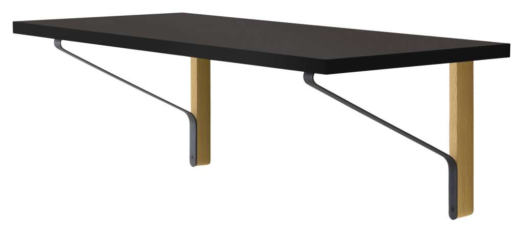 Artek - Kaari Konsole - Linoleum schwarz - schwarze Kante - Gestell Naturholz mit Schutzlack - indoor