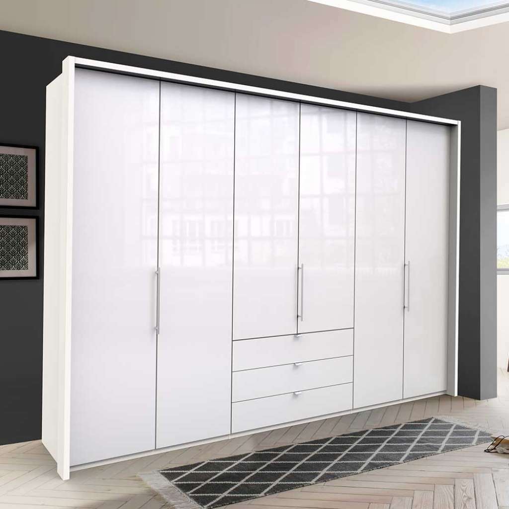 Panorama Kleiderschrank in Weiß glasbeschichtet