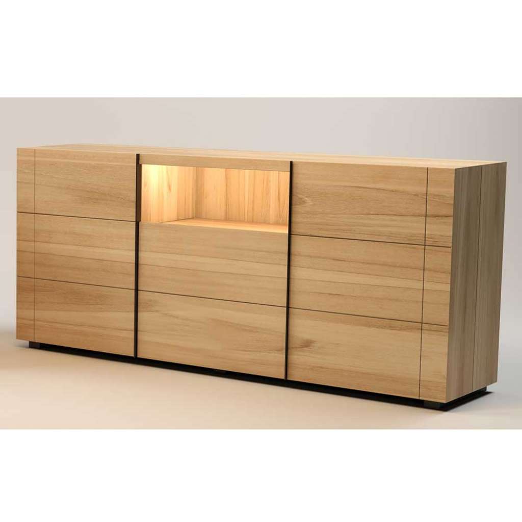 2 türiges Sideboard in Teakfarben zwei Schubladen