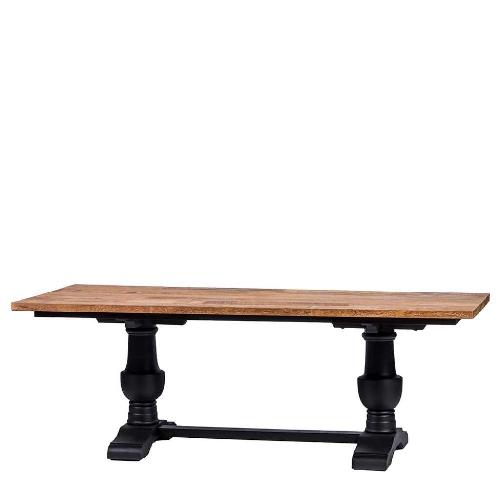 Esszimmer Tisch in Teakfarben und Schwarz Vintage Look