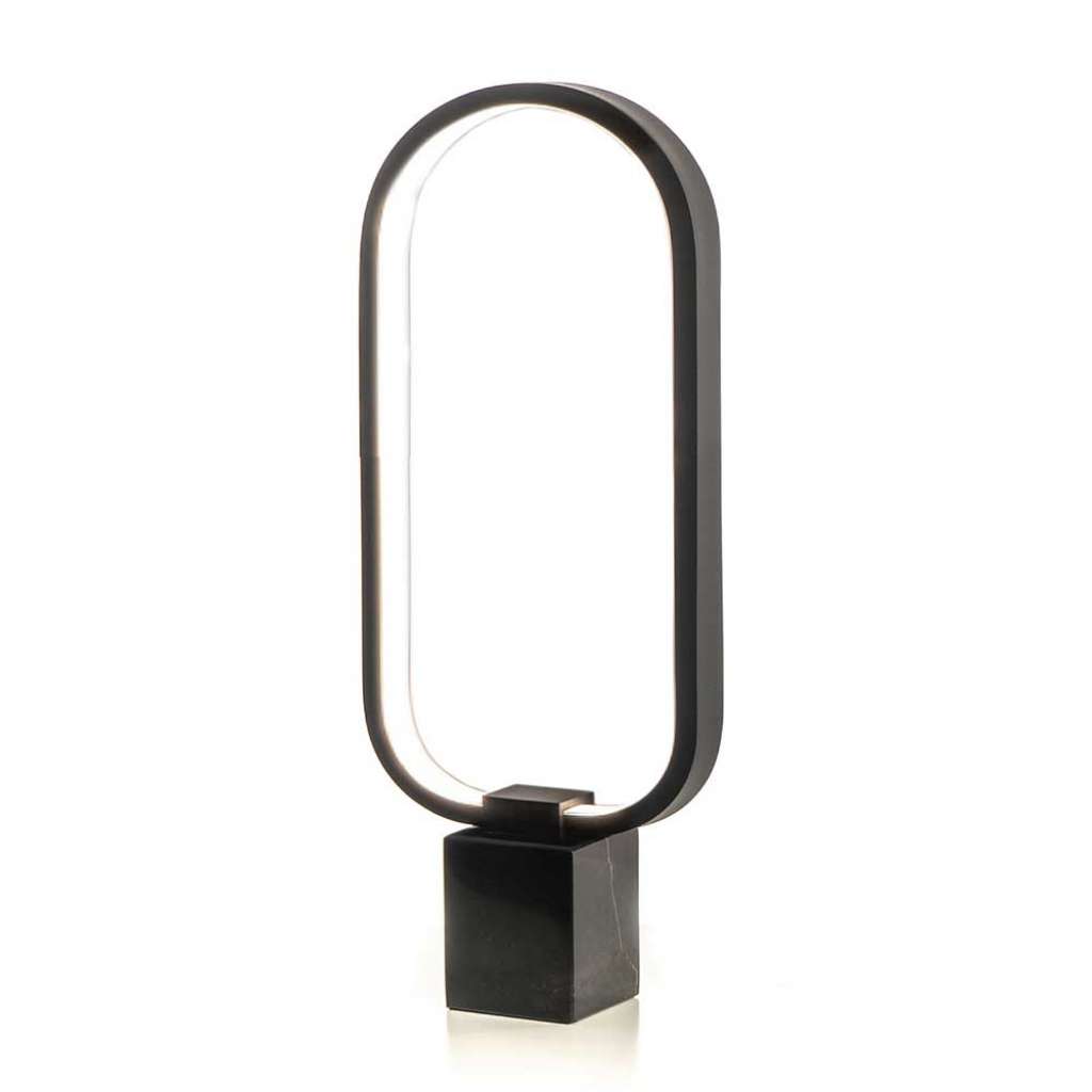Tischlampe aus Metall und Stein Schwarz