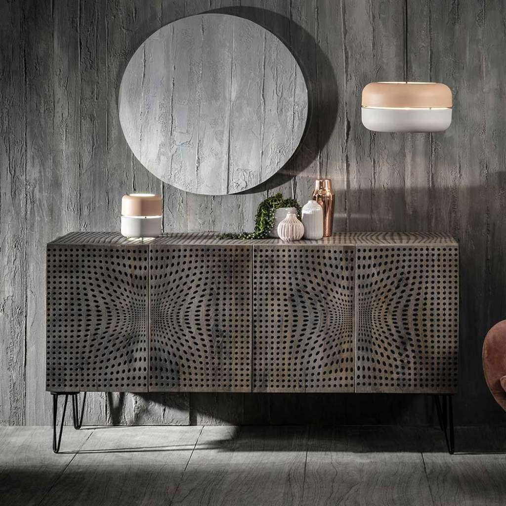 3 türige Esszimmer Kommode in Holz Grey Wash 160 cm breit
