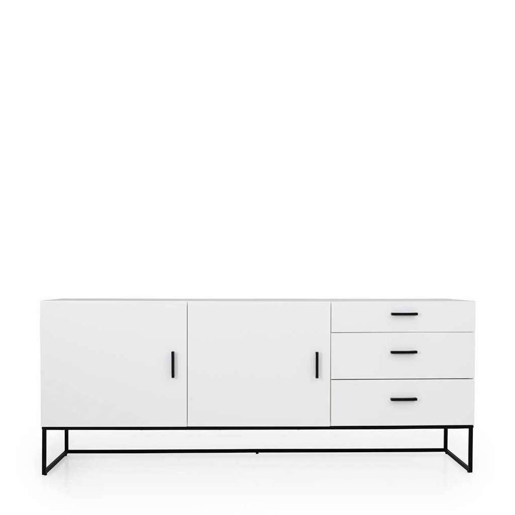Weißes Sideboard mit Metall Bügelgestell Skandi Design