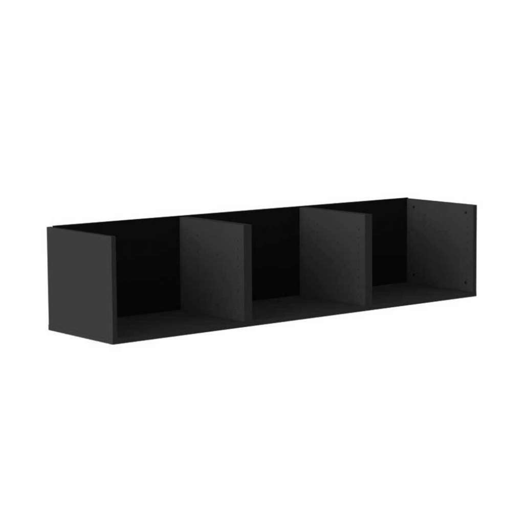 Schwarzes Hängeregal im Skandi Design mit Rückwand