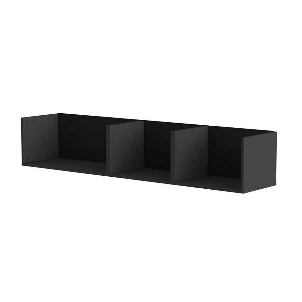 Schwarzes Hängeregal mit Rückwand 210 cm breit