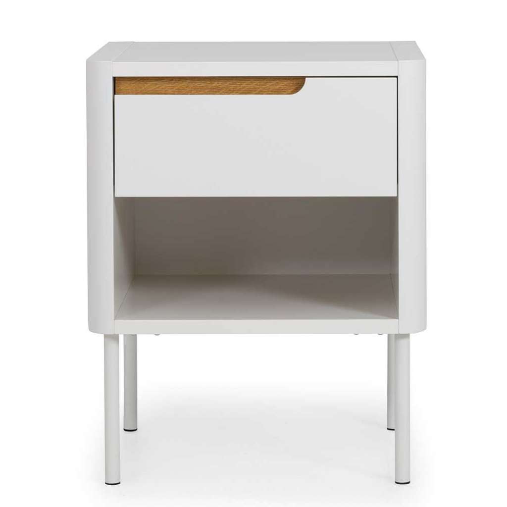 Nachttisch Schrank in Weiß und Eichefarben 45 cm breit