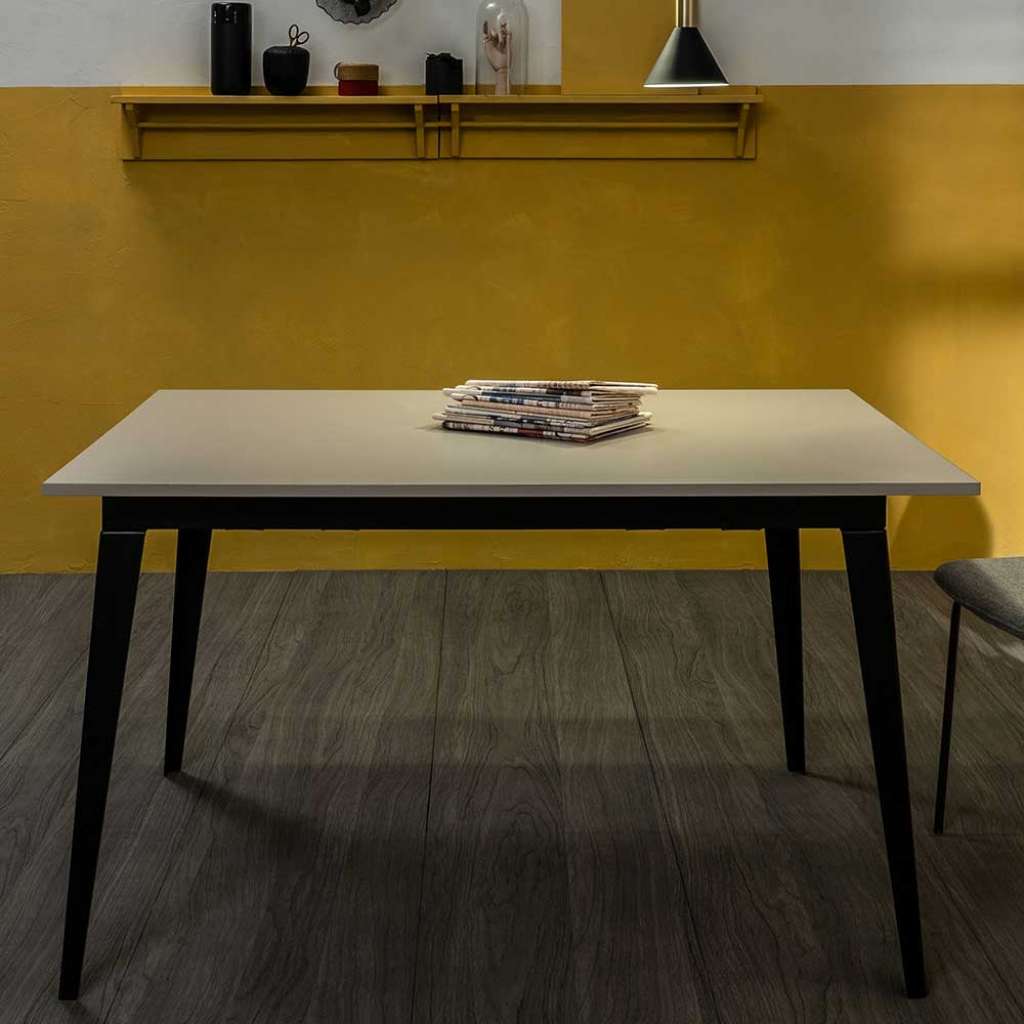 Ausziehtisch in Taupe und Schwarz 90 cm tief