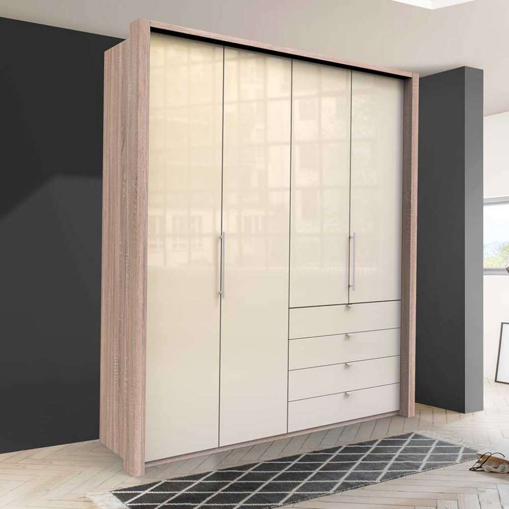 Kleiderschrank Jugendstil mit Falttüren und Schubladen glasbeschichtet