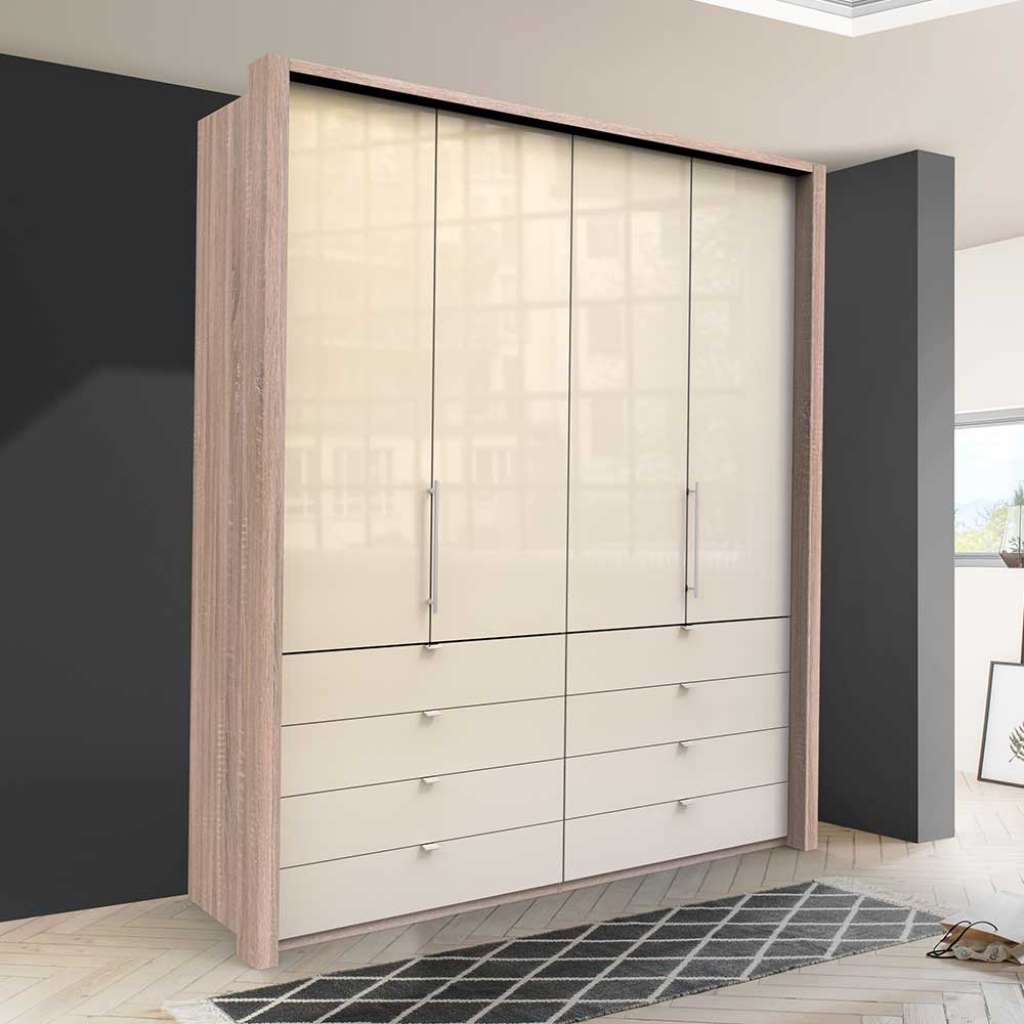 Kompakter Kleiderschrank mit Falttüren und Schubladen modern