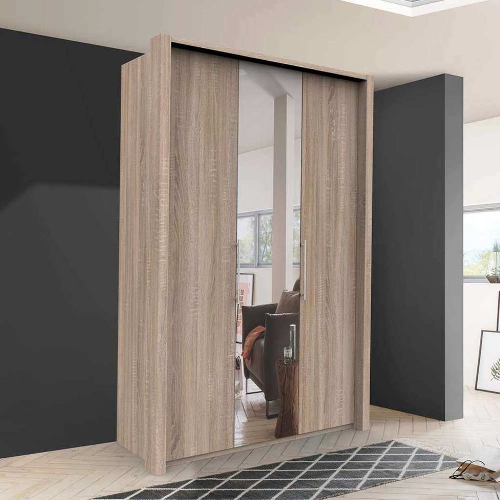 Jugendschrank in Eiche Sägerau 2 türig mit Spiegel