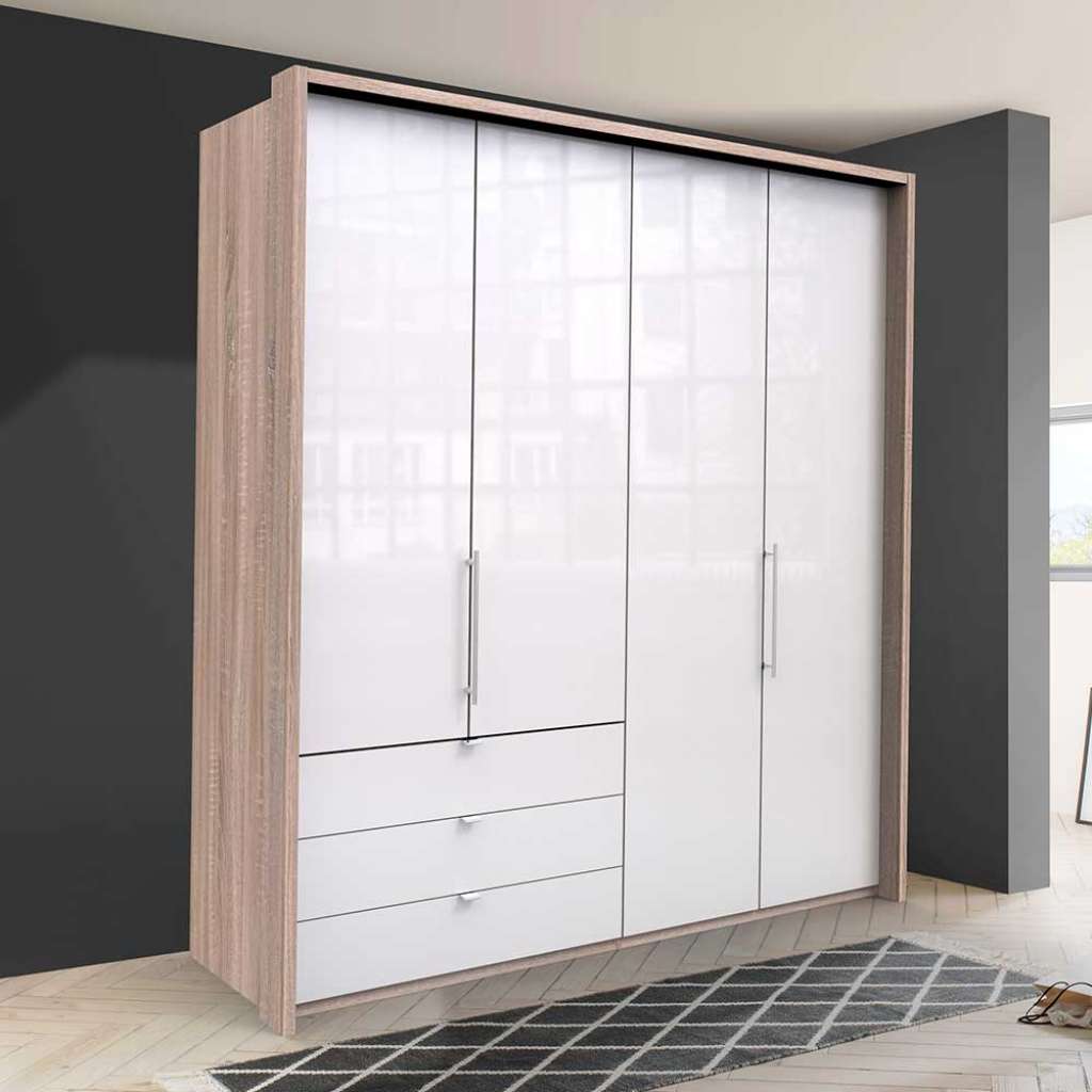 Schlafzimmerkleiderschrank in Weiß Eiche Sägerau 2 türig
