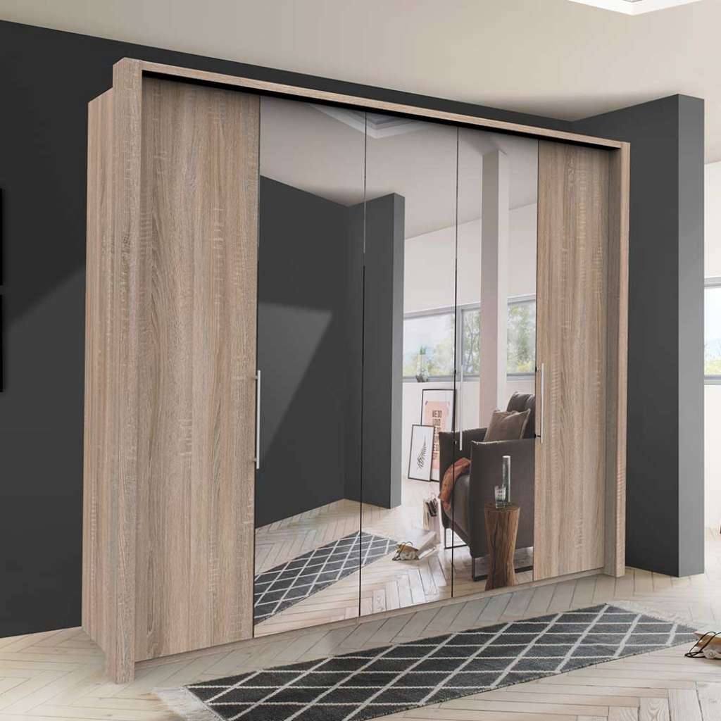 Spiegel Schlafzimmerschrank in Eiche Sägerau Falttüren