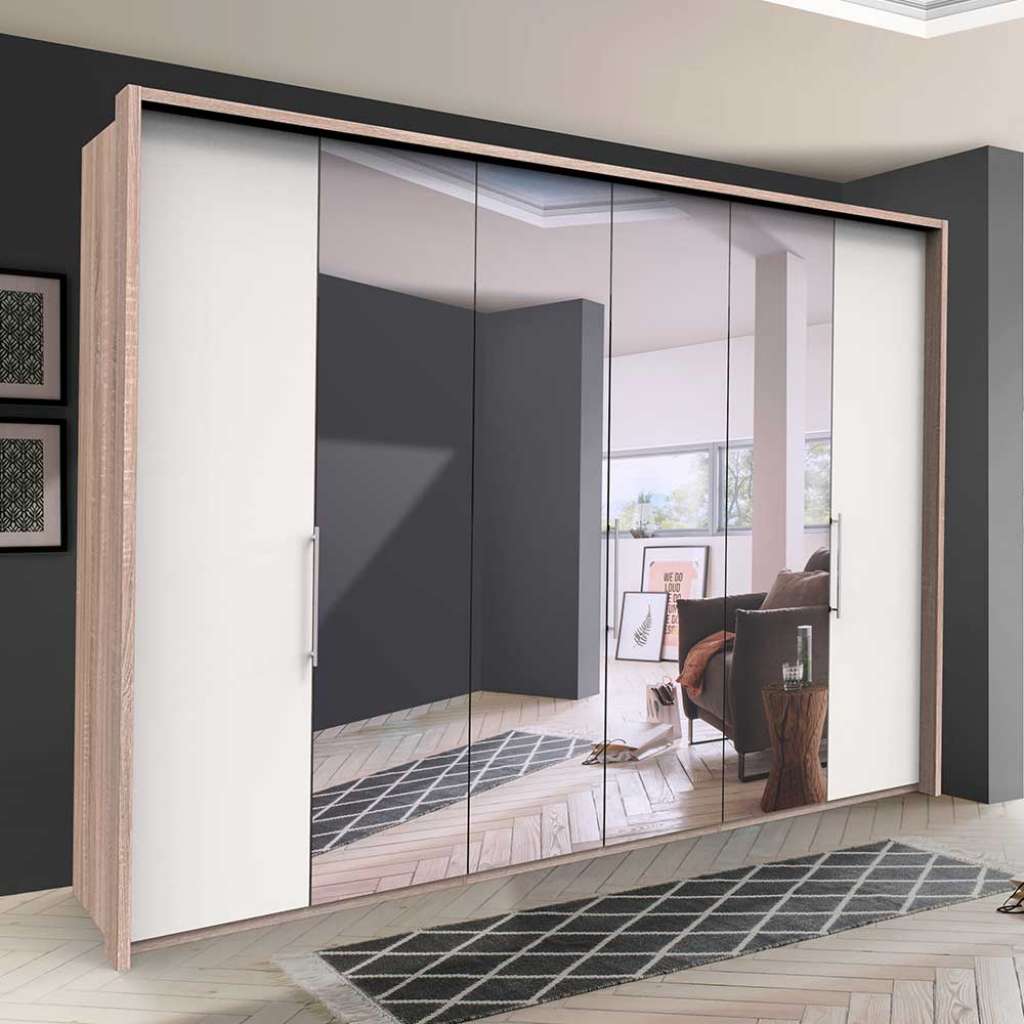Großer Spiegel Schlafzimmerschrank mit Falttüren Made in Germany