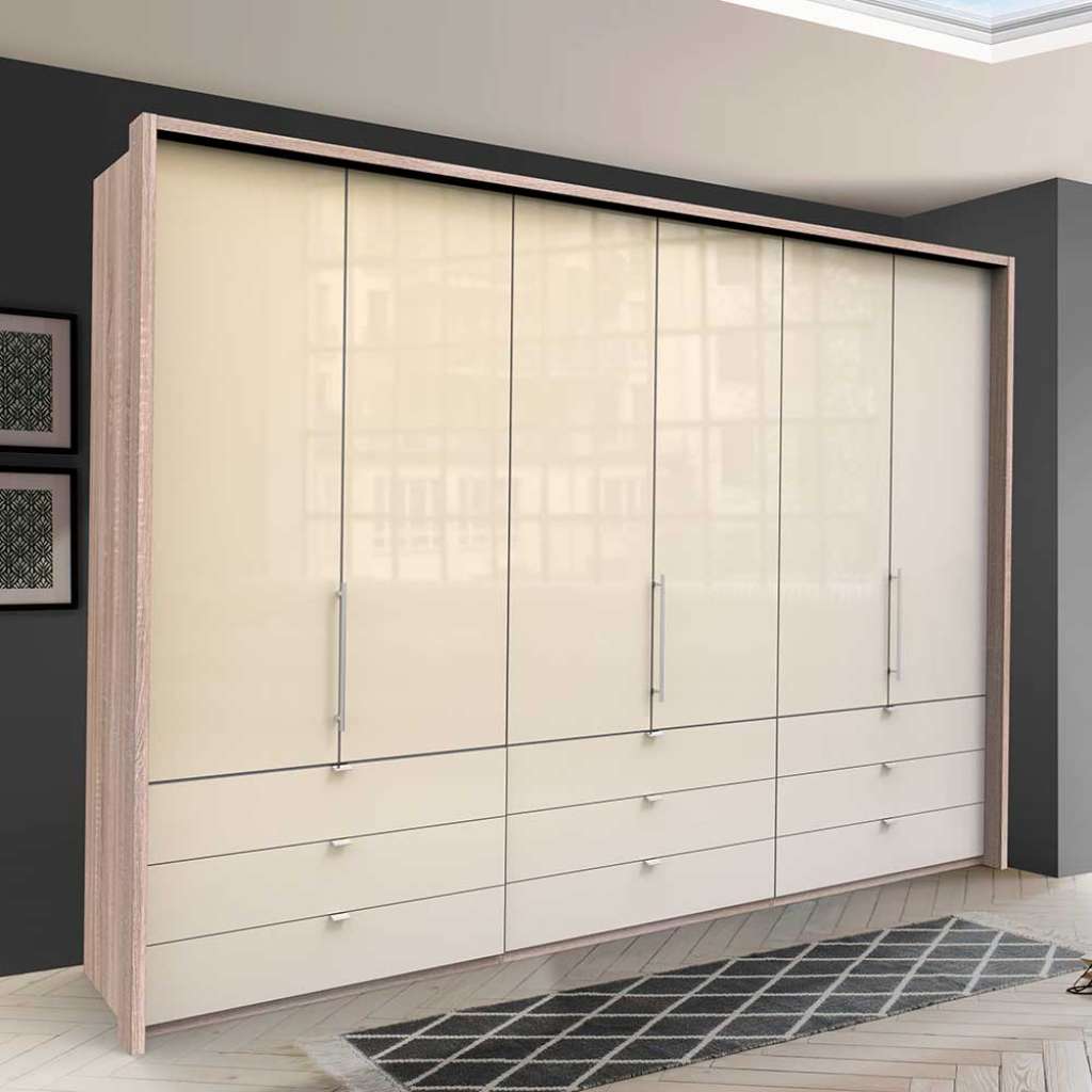 Breiter Schlafzimmerschrank mit Falttüren und Schubladen modern