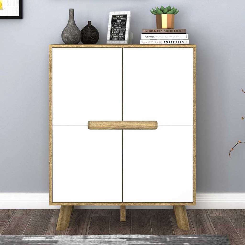 Kommode in Weiß und Sonoma Eiche 80 cm breit