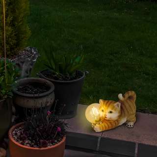 home24 LED-Solarleuchte Katze
