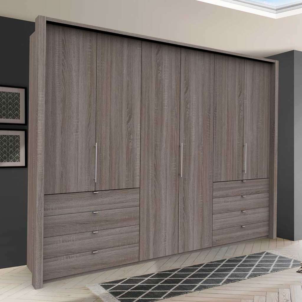 Großer Schlafzimmerkleiderschrank in Eiche Trüffelfarben Made in Germany