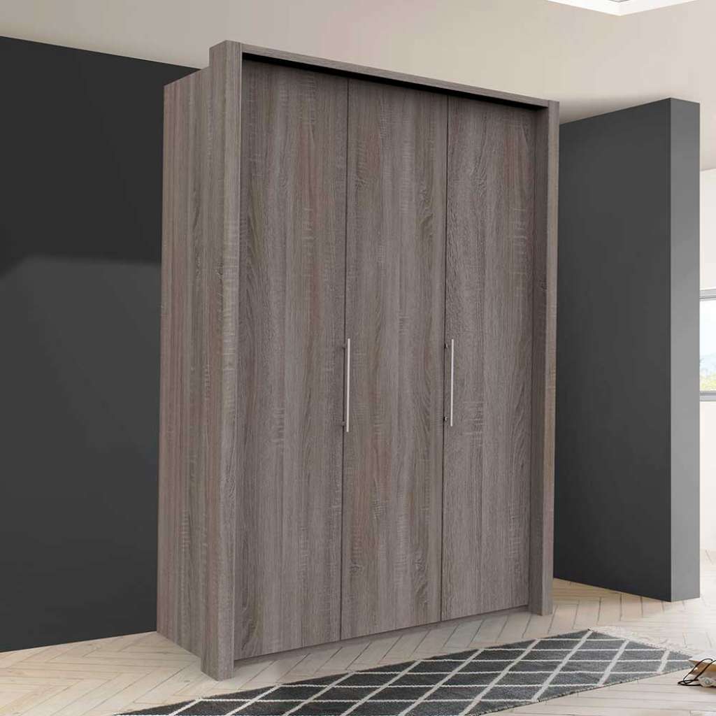 Moderner Schlafzimmerschrank in Eiche Trüffelfarben 2 türig