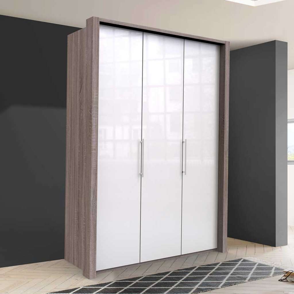 Jugend Kleiderschrank 2 türig Weiß Eiche Trüffelfarben