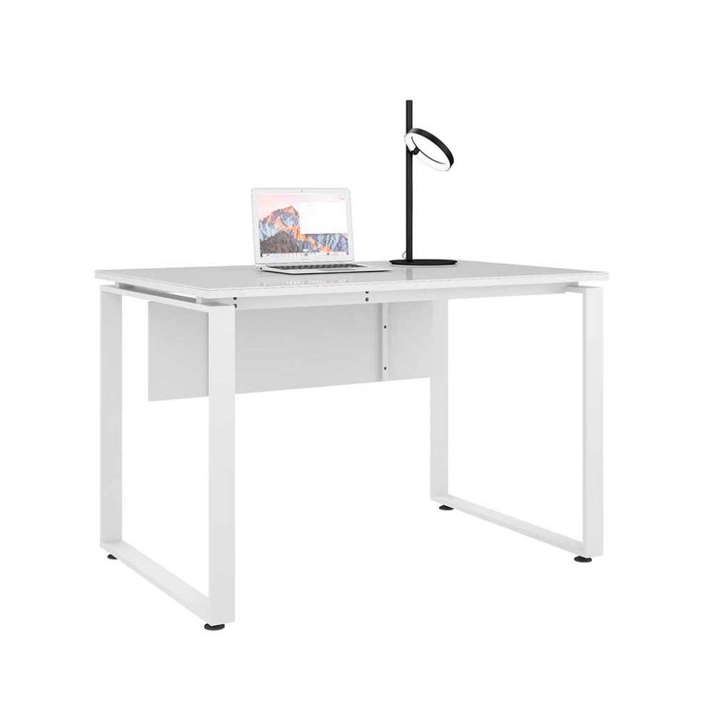 Home Office Schreibtisch in Weiß Knieraumblende