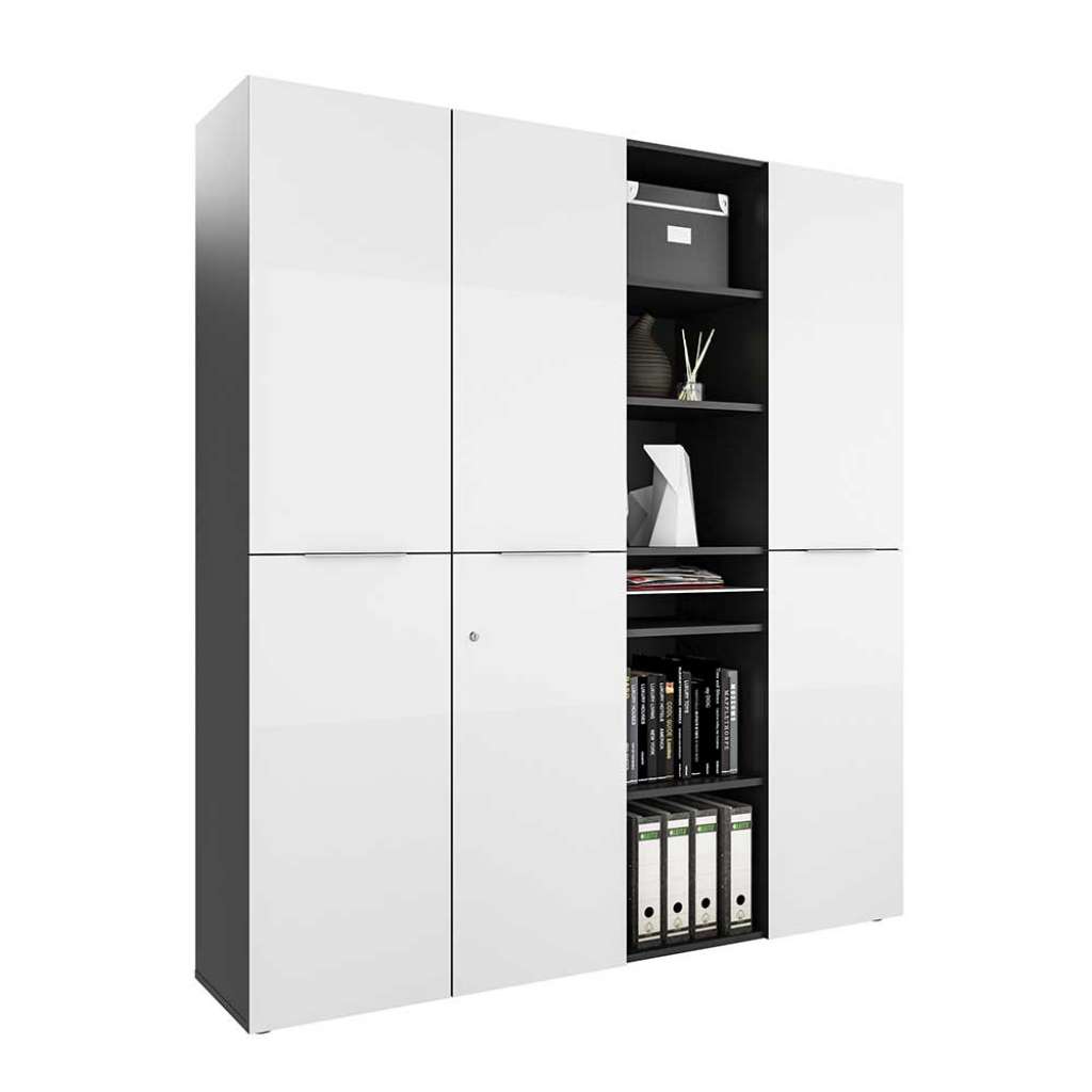 Aktenordnerschrank in Weiß Anthrazit