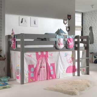 Prinzessinnenbett in Grau Pink Rosa Leiter und Vorhang