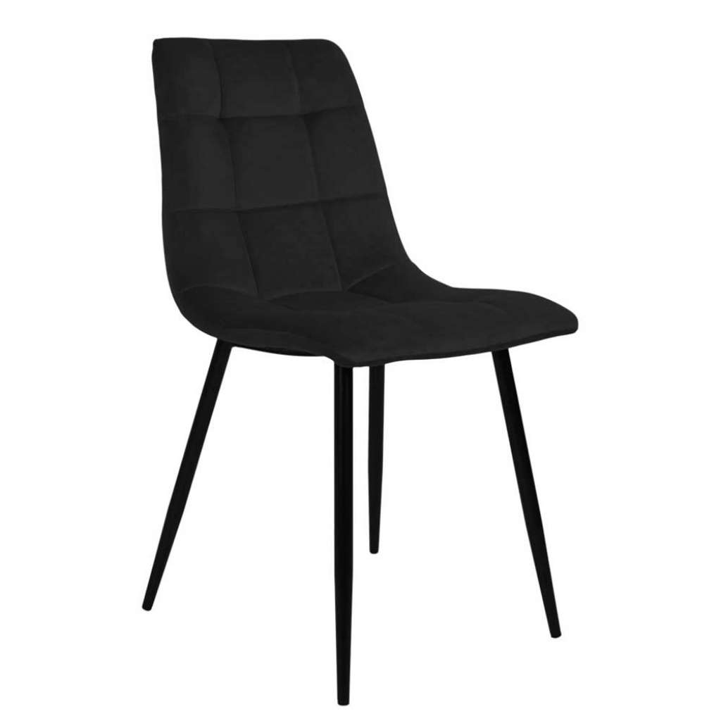 Schalenstuhl in Schwarz Samt aufwendige Steppungen (2er Set)