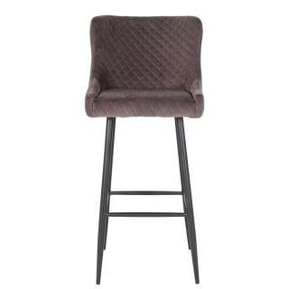Moderner Barstuhl mit Grauem Samtbezug 75 cm Sitzhöhe