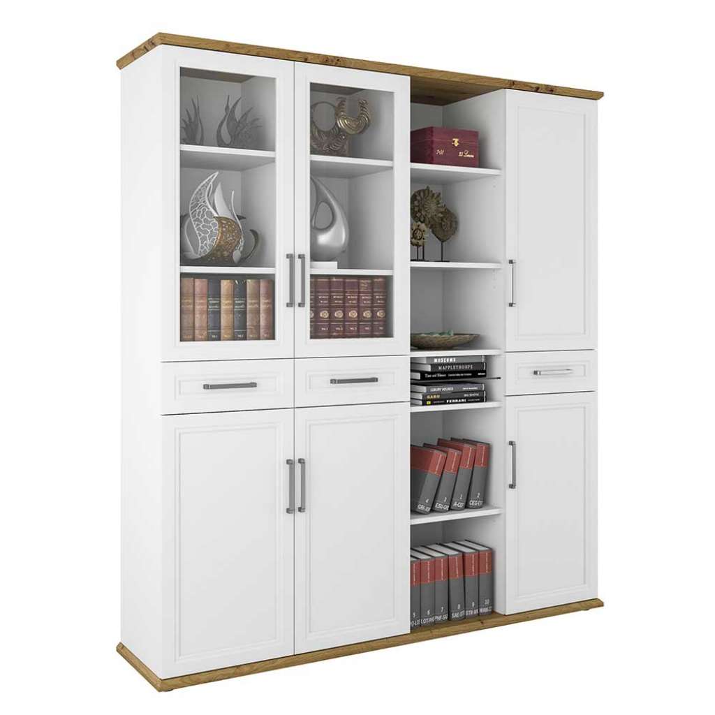 Landhaus Aktenordnerschrank in Weiß Asteichefarben