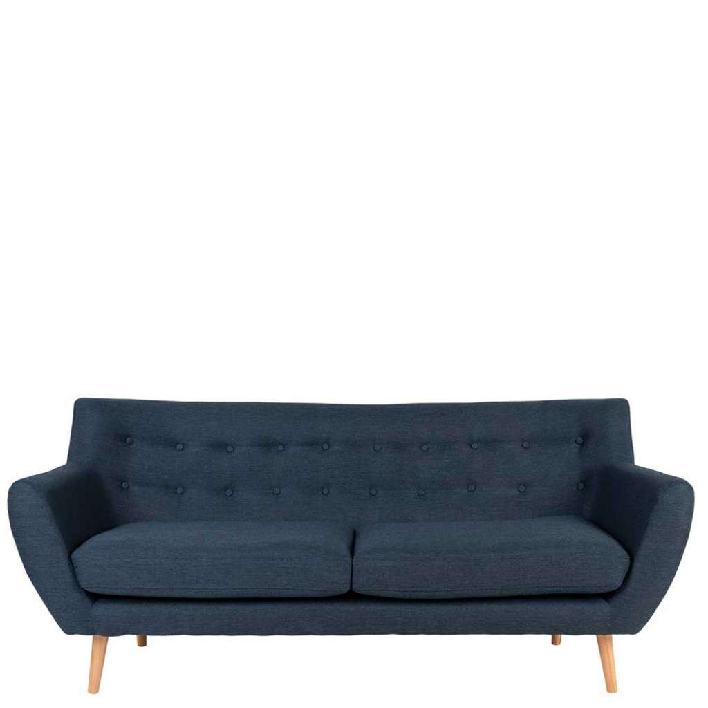 Dunkelblaues 3er Sofa mit Armlehnen Skandi Design