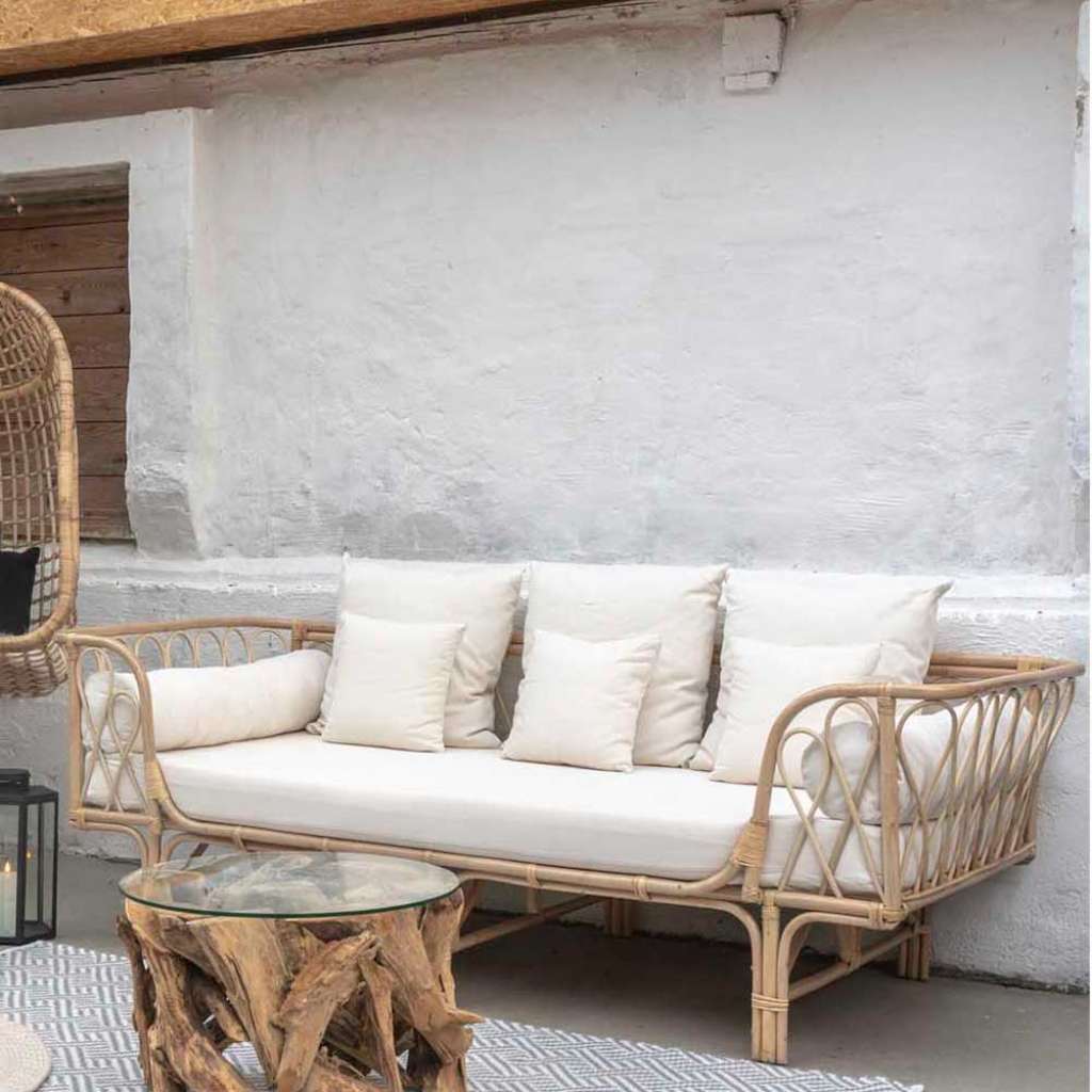 Einzelsofa aus Rattan und Webstoff 200 cm breit