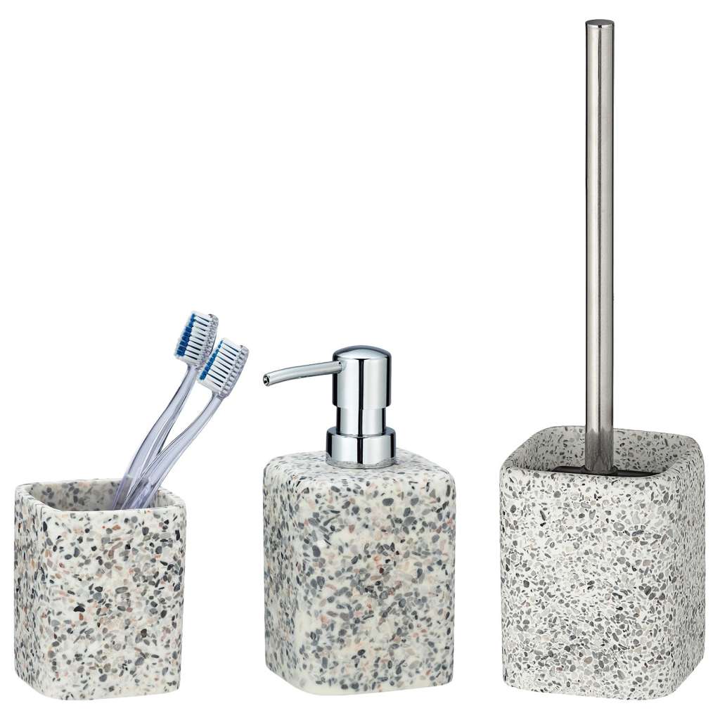 home24 Bad-Accessoire-Set Terrazzo (3-teilig)