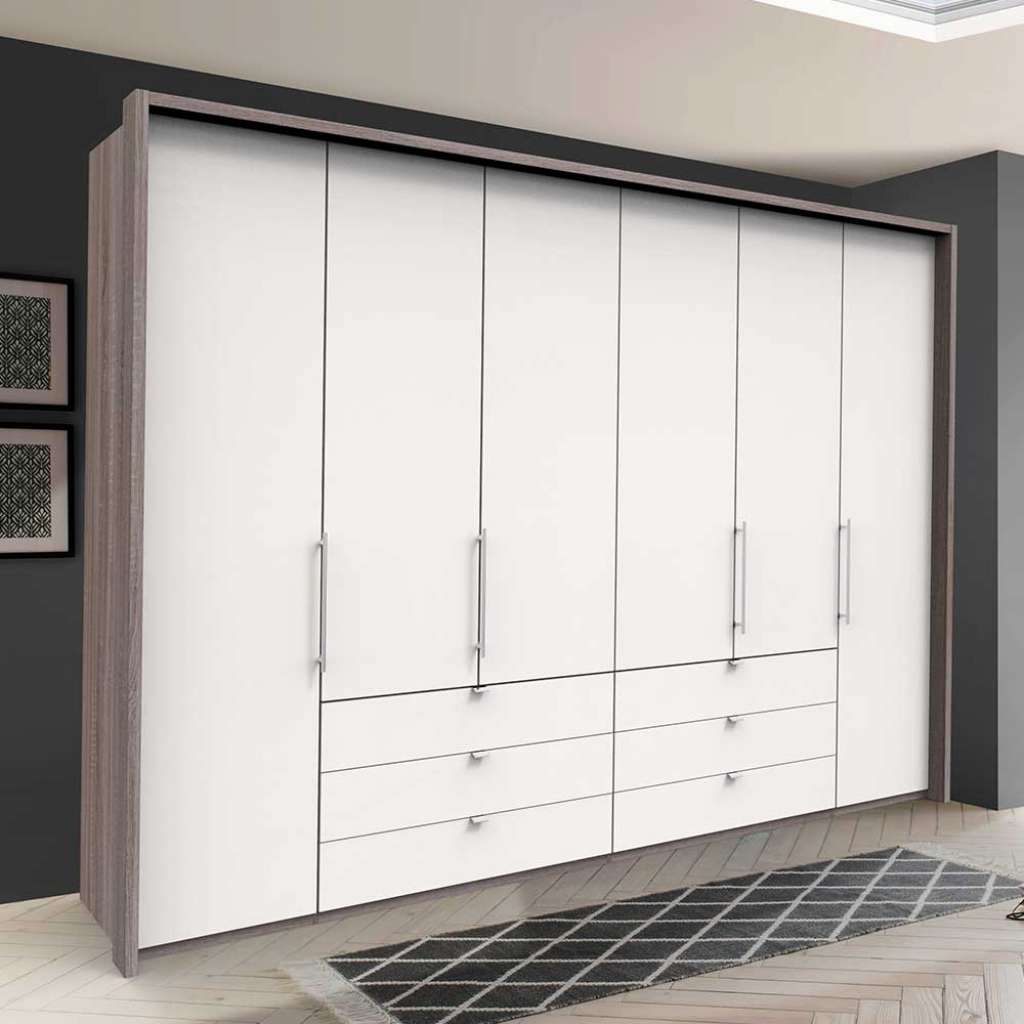 Panorama Kleiderschrank in Weiß Eiche Trüffelfarben
