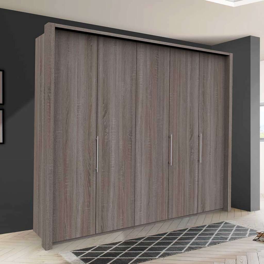 XL Schlafzimmerschrank in Eiche Trüffelfarben Falttüren