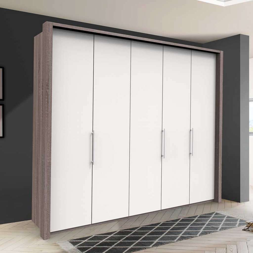 Panorama Kleiderschrank in Weiß Eiche Trüffelfarben
