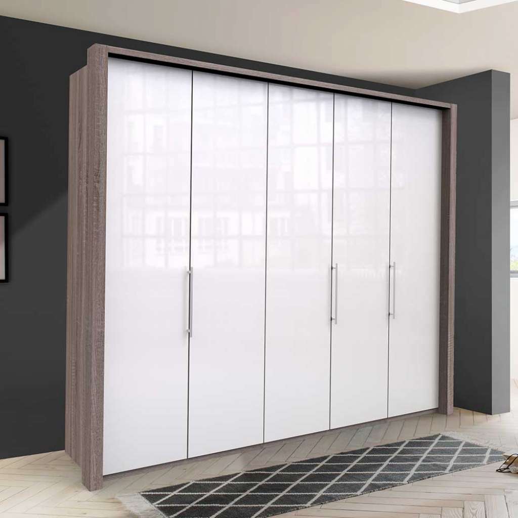 Panorama Schlafzimmerschrank in Weiß Eiche Trüffelfarben
