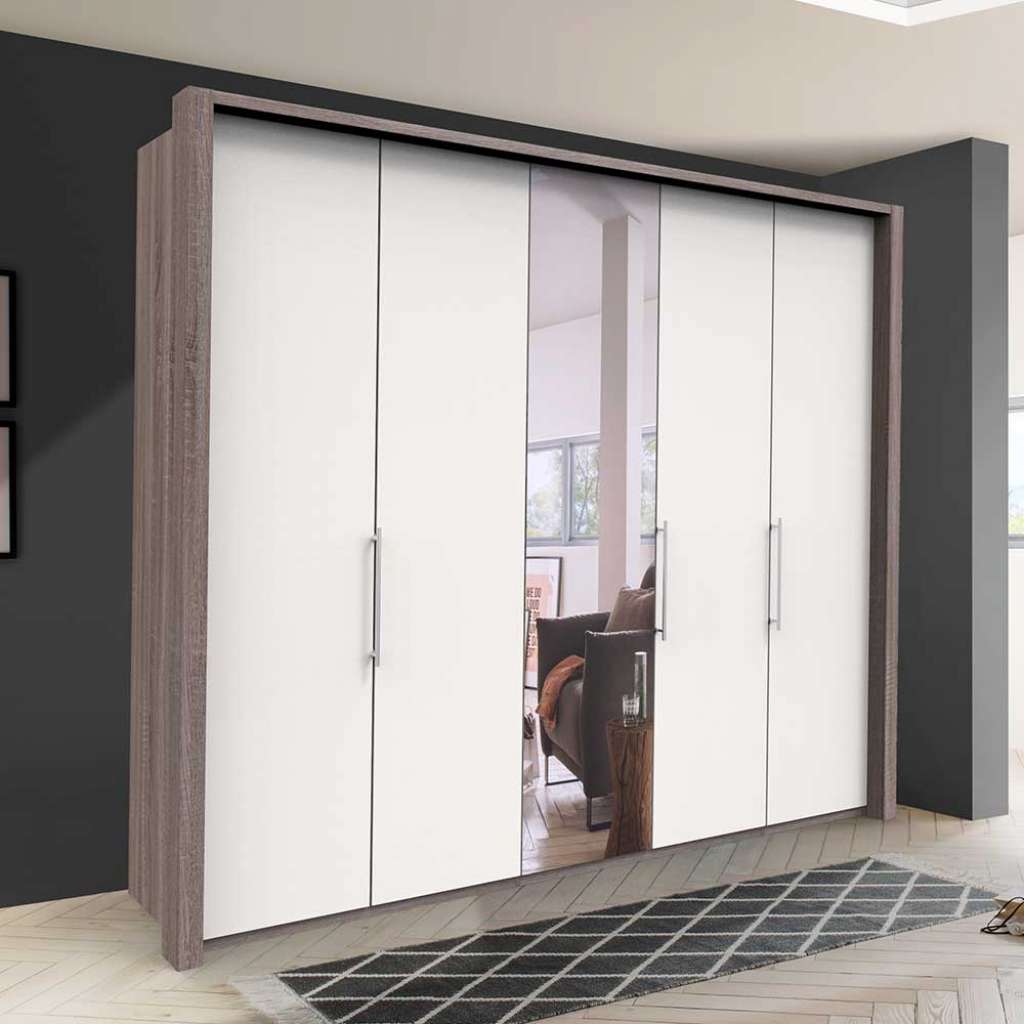 Schlafzimmerkleiderschrank in Weiß Eiche Trüffelfarben