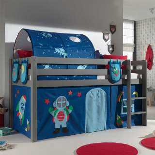 Abenteuerbett in Grau und Blau Astronaut Motiv