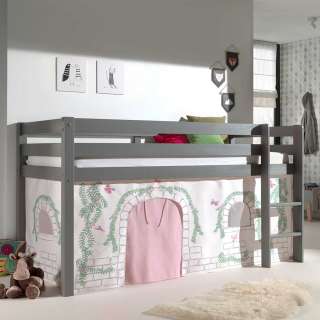 Kinder Einzelbett in Grau und Rosa Schmetterling Motiv
