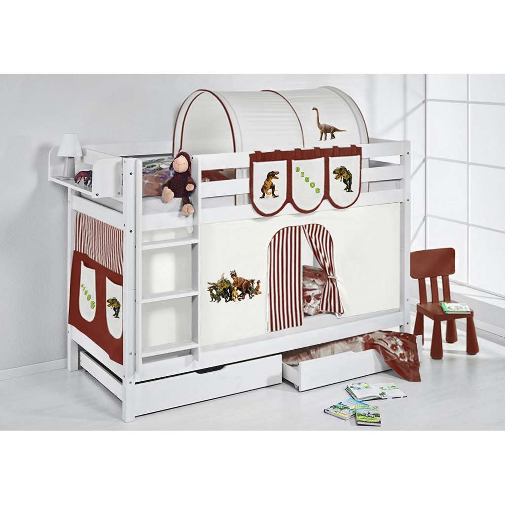 home24 Spielbett JELLE Dinos Braun Beige