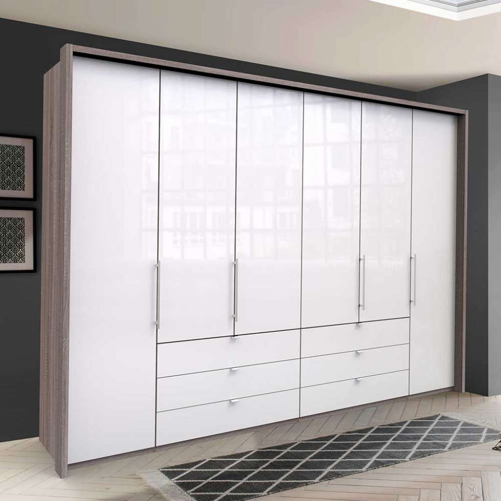 XL Schlafzimmerkleiderschrank in Weiß Eiche Trüffelfarben