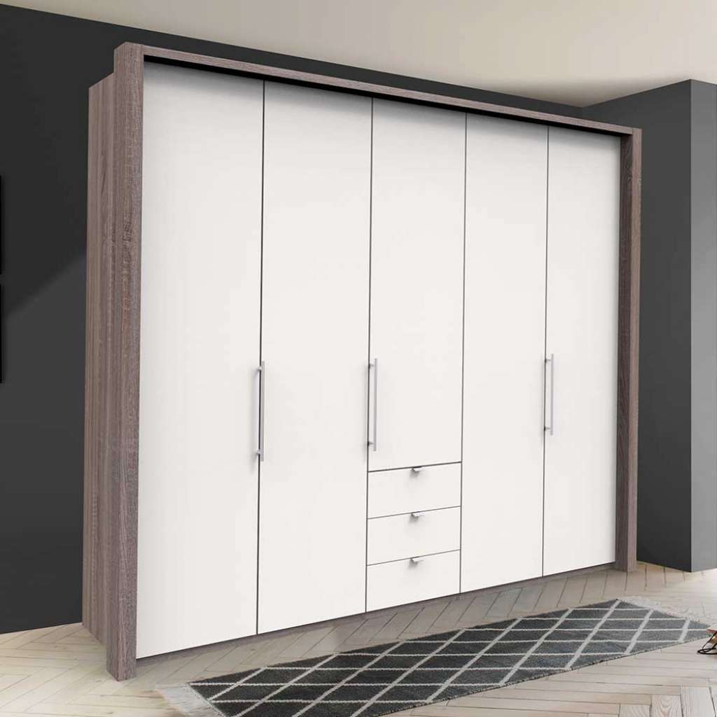 Luxus Schlafzimmerschrank in Weiß Eiche Trüffelfarben