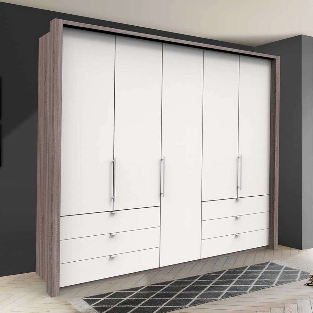 XL Schlafzimmerkleiderschrank in Weiß Eiche Trüffelfarben