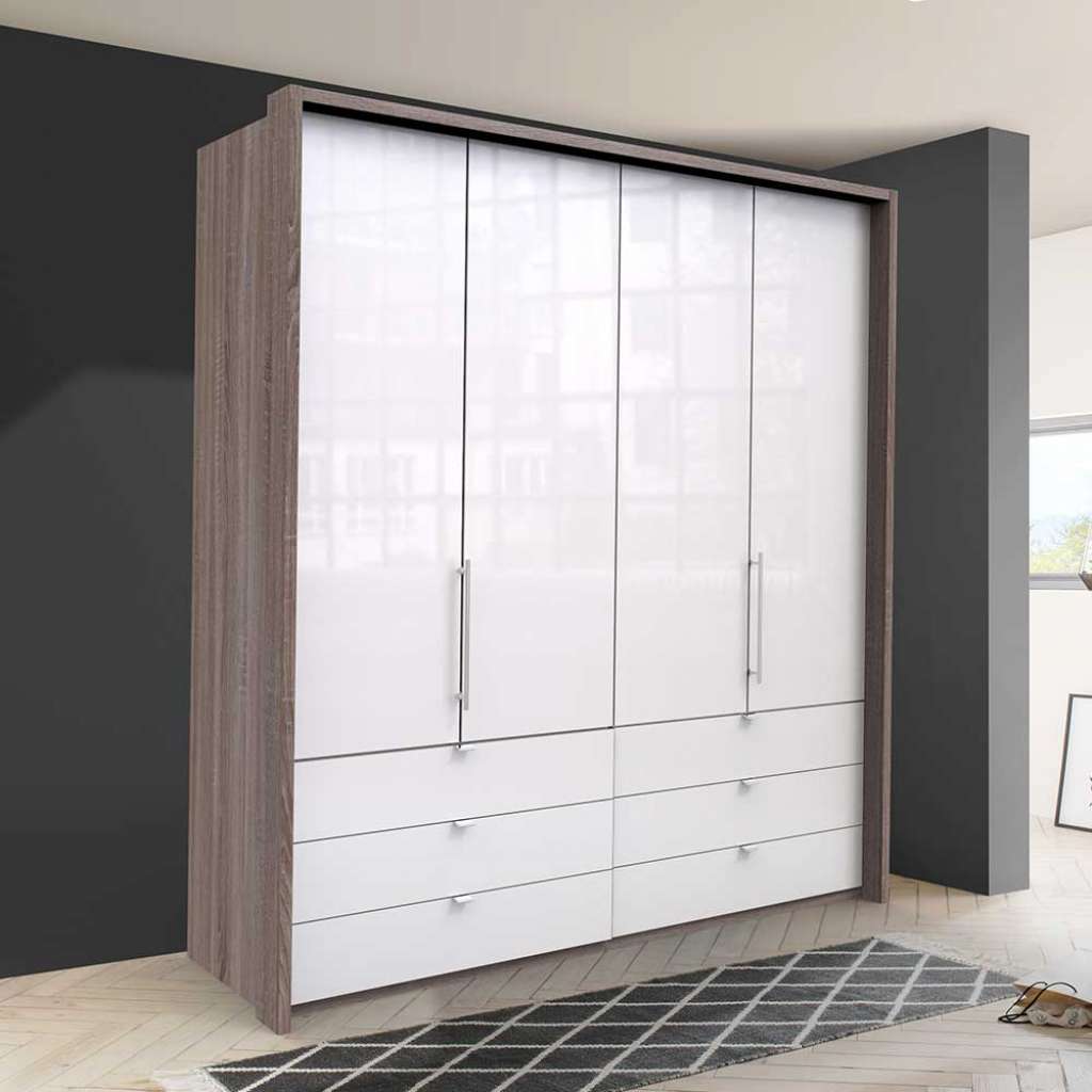 Jugendschrank mit Falttüren und Schubladen Front glasbeschichtet