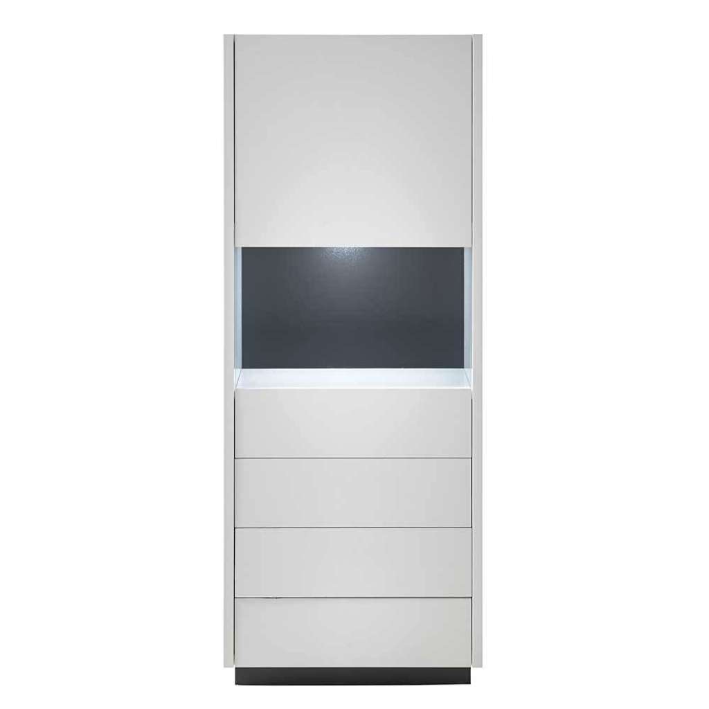 Moderne Wohnzimmer Vitrine in Weiß und Schwarz 1 türig
