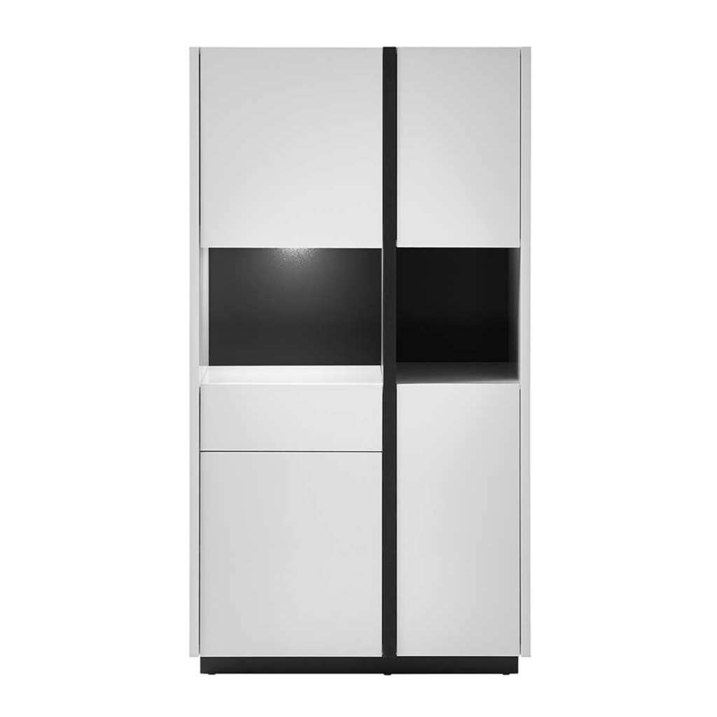 Esszimmer Vitrine in Weiß und Schwarz 4 türig