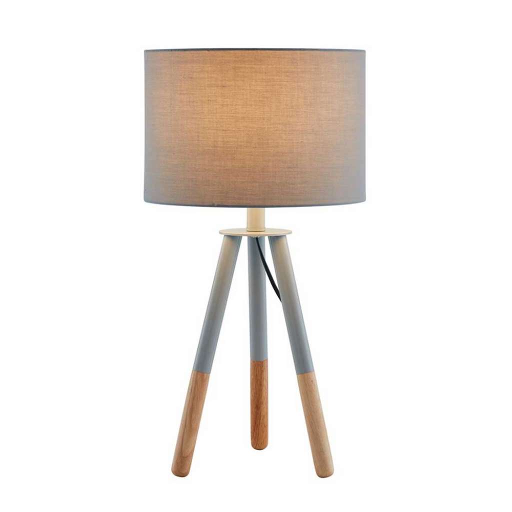 Tischlampe in Grau und Eichefarben 54 cm hoch